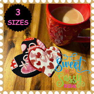 Conversation Hearts Mug Rug Set